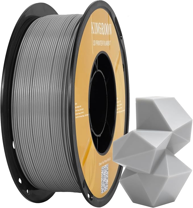 Kingroon High Speed PETG 3D Printer Filament 1.75mm, 3D Printer Rapid Filament for 30-600mm/s Hyper Printing Filament, Dimensional Accuracy +/- 0.03 mm, 1kg Plastic Spool(2.2lbs) (Gray)