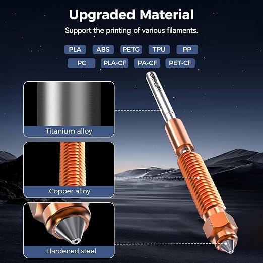 Creality Official 2025 K1/K1C/K1 SE/K1 Max Upgrade Ceramic Heating Block Kit, New Version Terminal with Buckle, 600mm/s High-Speed Hotend with Unicorn Quick-Swap Nozzle for K1 Series 3D Printer