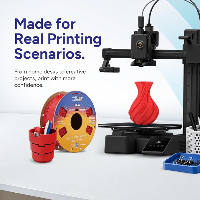 OVERTURE 4KG Bundle High Speed PLA+ 3D Printer Filament 1.75mm, Upgraded Rapid PLA 2.0 with Enhanced Toughness & Stability, 4 Pack 1kg Spool (2.2lbs) Fit Most FDM 3D Printers (Black*4)