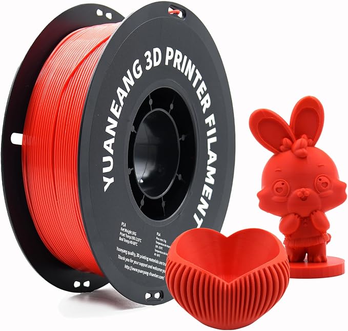 Red PLA 3D Printer Filament 1.75mm, 1kg Spool, Bright Smooth Finish, ±0.03mm Precision, Low-Warp & Easy Printing, Ideal for Models, Crafts, Prototypes & Eye-Catching Display Prints