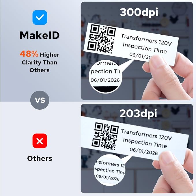 Makeid P31S Portable Industrial Label Printer, 1" Print Head, Bluetooth, Mobile/PC Software. Comes with 1 Roll 0.75" x 19.68ft Label, Harsh Environment Resistant, for Wire, Cable & Heat Shrink Tubes