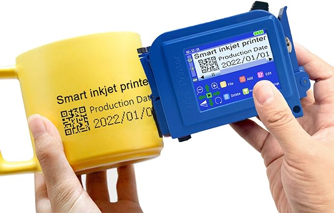Phezer Upgraded Mini Inkjet Printer for Flat and Curved Surface PC11 Plus, 25 Languages & Quick-Drying Ink Cartridge, Portable Pocket Marking Device for Date Time Barcode Logo Qrcode Batch Number