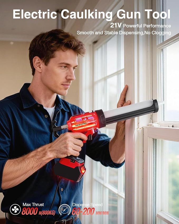 Cordless Caulking Gun Compatible with Makita 18V 21V Battery, 800KG Thrust Electric Caulk Gun (Tool Only), 10oz 6-Speed Power Caulk Gun with 13Pcs Caulking Tools, Auto-Retract Anti-Drip for DIY