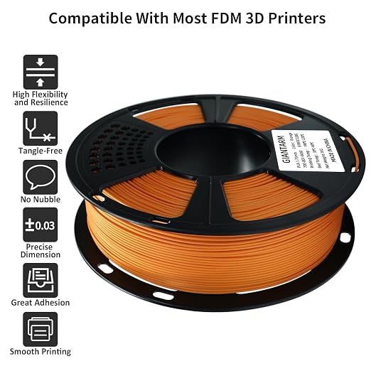 GIANTARM 3D Printer Filament, Orange Pla Filament, 1Kg(2.2lbs) Spool, 1.75mm Dimension Accuracy +/- 0.03mm, 3D Printing Filament