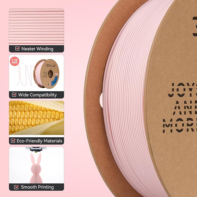 3DHoJor Matte PLA Filament 1.75mm, Upgrade 1kg Cardboard Spool PLA Filament 1.75 PLA 3D Printing Filament, Print with Most 3D Printers Using 3D Filament-Peach Pink