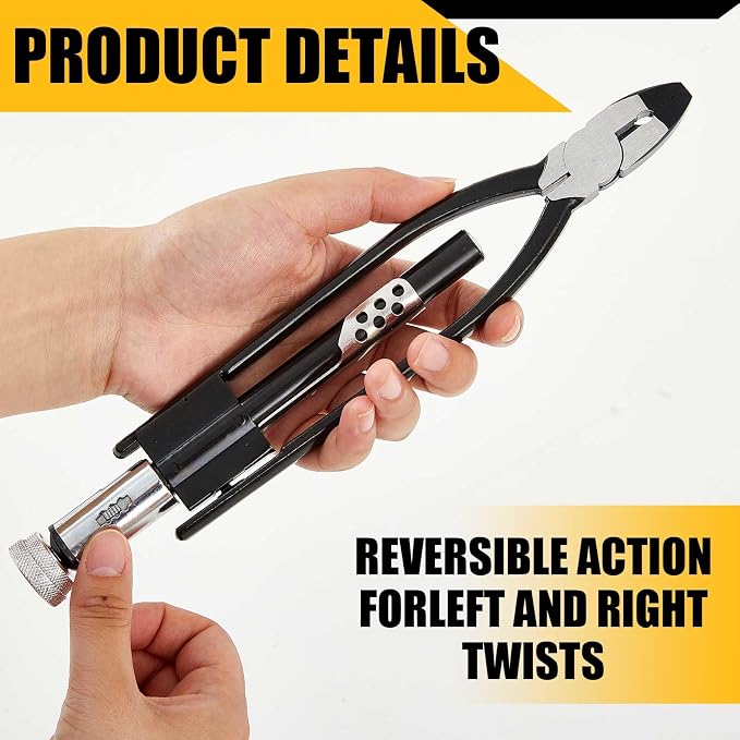 Reversible Safety Wire Twister Pliers with 50ft 0.032 Inch Steel Wire Left and Right Twists Aircraft Twisting Tool Automatic Metal Lock Twister for Aircraft Auto Industry(9 Inch)