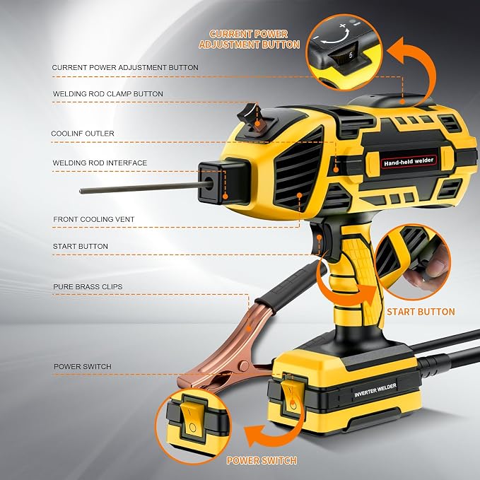 Handheld Welding Machine 110V 120A Portable Electric Welder Machine ARC Welder Gun with IGBT Inverter 5 Variable Current Adjustment for 3/32"-1/8" Welding Rod Tool