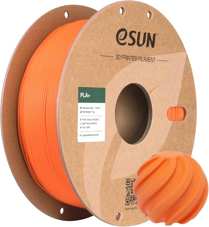 eSUN PLA+ Filament 1.75mm, 3D Printer Filament PLA Plus, Dimensional Accuracy +/- 0.03mm, 1KG Spool (2.2 LBS) 3D Printing Filament for 3D Printers, Orange