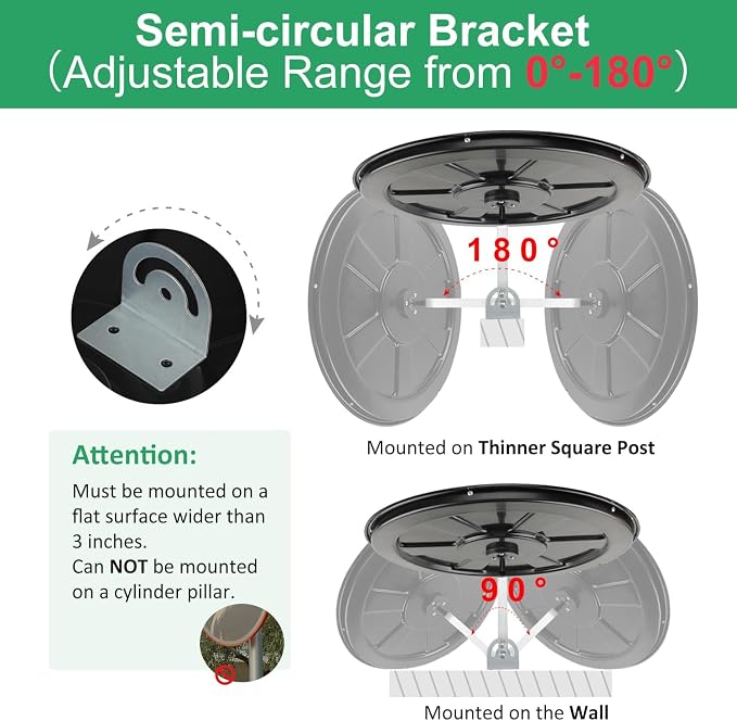 𝟐𝟒" 𝐔𝐧𝐛𝐫𝐞𝐚𝐤𝐚𝐛𝐥𝐞 𝐏𝐂 𝐂𝐨𝐧𝐯𝐞𝐱 𝐌𝐢𝐫𝐫𝐨𝐫 with Adjustable Bracket - Vision up to 35 FT, Ideal for Driveway, Large Road, Garage Blindspots & Traffic Safety