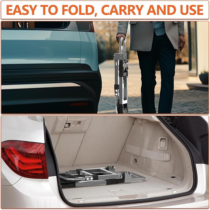 3 in 1 Heavy Duty Folding Hand Truck, Convertible Portable Steel Dolly with Telescopic Handle, Foldable Utility Cart with Rubber Wheels, 500 LBS