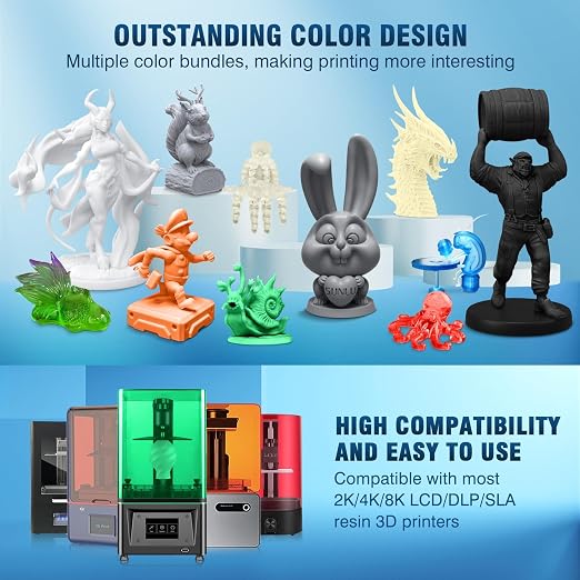 SUNLU Water Washable Resin 2000g, Fast Curing 3D Printer Resin for LCD DLP SLA 3D Printers, 395 to 405nm UV Curing 3D Printing Liquid Photopolymer Resin, Low Shrinkage High Precision, 2kg, Beige