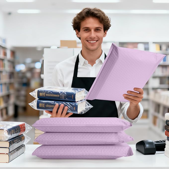 Fuxury Bubble Mailers 10x13 Inch Lavender 25 Pack, Opaque Padded Envelopes for Clothing, Books, Makeup & Accessories, Self Seal Shipping Bags for Small Business