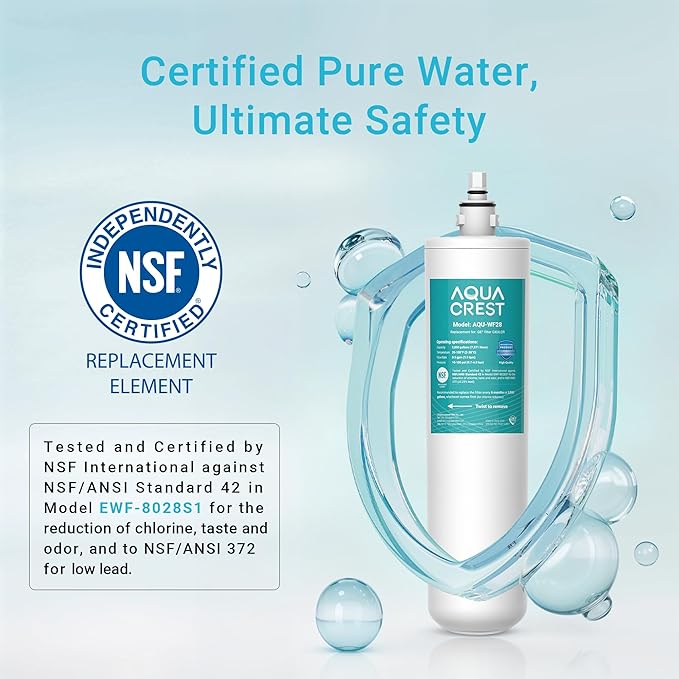 AQUA CREST FQK1R, GXULQK, GXK140TNN, GXULQR, NSF/ANSI 42 372, Replacement Filter for GE GXK140TNN and GXULQK systems, reduces Lead, Chlorine & Other Impurities for Better Water, 2K Gallons (Pack of 3)