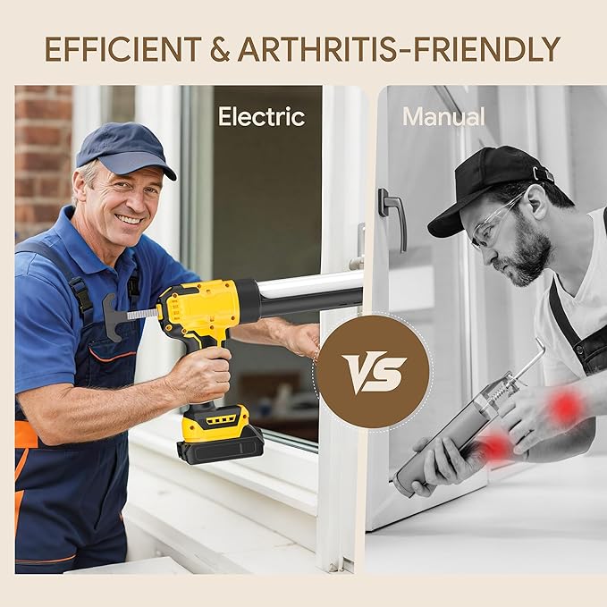 Cordless Caulking Gun Compatible With DeWalt 20V Max Battery(NO Battery) | 10 Oz Electric Caulking Gun with Anti-Drip,Auto Retract,LED Light,6 Speed for Filling, Sealing, Repair