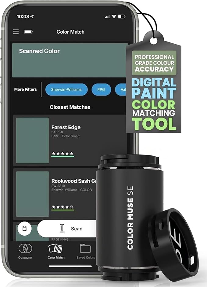 COLOR MUSE SE Colorimeter, Paint Color Matching Tool, Portable Digital Color Values, Reader, Sensor, Identify Closest Matching Paint and Scanner Device for Painters, Designers