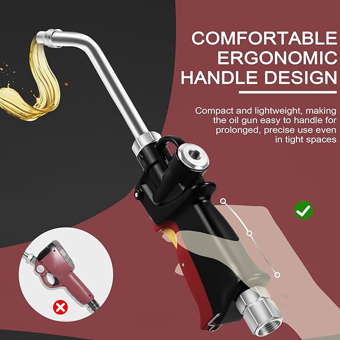 Air Operated Oil Control Valve Dispenser Nozzle, Heavy Duty Oil Gun Dispenser 1/2-Inch NPT Inlet for Motor, Gear, Hydraulic Fluids, Lubricants, and Antifreeze