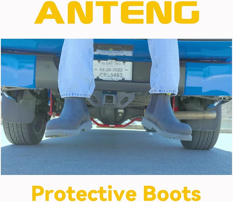 Men Work Boots, Steel Toe Nubuck Leather Footwear, Non-Slip Rubber Outsole Boot, Safety Construction Shoes, Breathable, Water-Repellent, Quick Dry (AT601,Wheat)