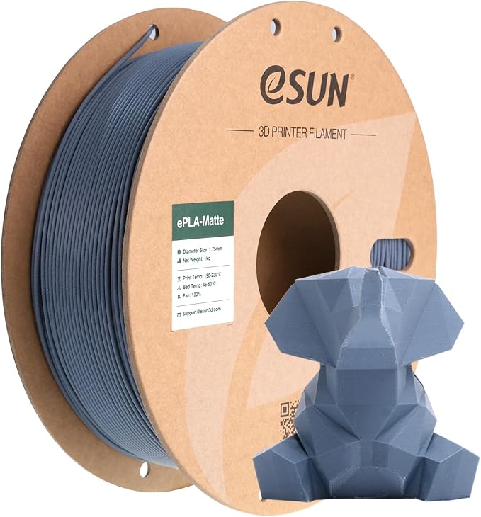 eSUN Matte PLA Filament 1.75mm, Matte 3D Printer PLA Filament, 1KG Spool 3D Printing Filament for 3D Printers, Paper Reel, Dark Grey
