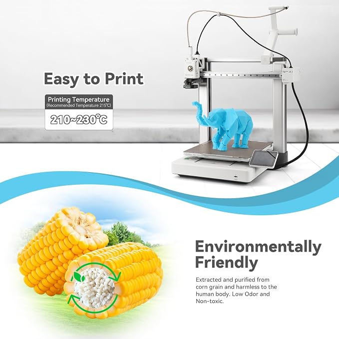 3DHoJor PLA Pro (PLA+) Filament 1.75mm, 3D Printer Filament, Cardboard Spool, Dimensional Accuracy +/- 0.03 mm-Light Blue, 1kg