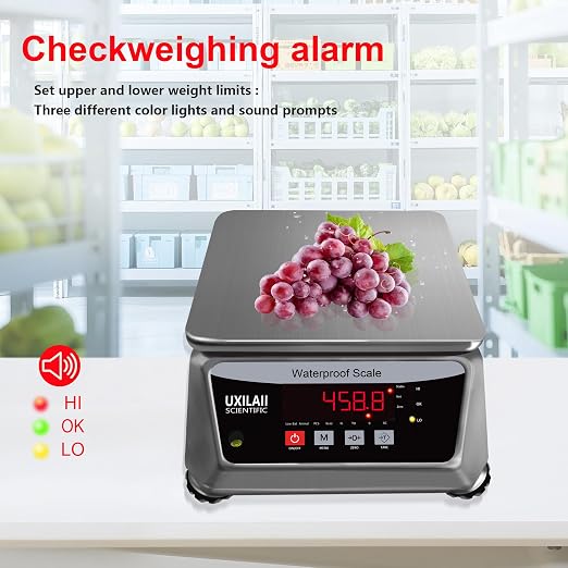 Professional Waterproof Digital Food Scale 66lb with Large Weighing Pan Stainless Steel Kitchen Scale for Coffee, Baking, Meat, Fish and Vegetables Commercial Grade Waterproof Scale