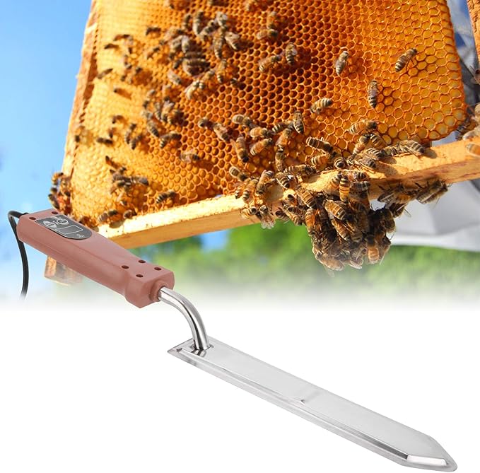 Electric Honey Uncapping Knife,Temperature Control Switch and Temperature Display Honey Extractor Equipment,Electric Honey Extractor Dial Regulated Knife,for Beekeeper Honey Collection Cutter Tool(US)