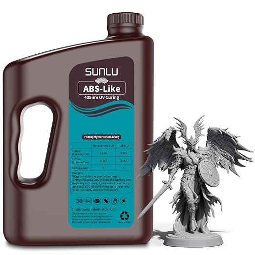 SUNLU Upgraded 3000G ABS Like Resin for 3D Printer, 405nm UV-Curing Resin LCD/DLP/SLA 3D Printers, 3D Printer Resin Fit Most Brand, Grey 3kg