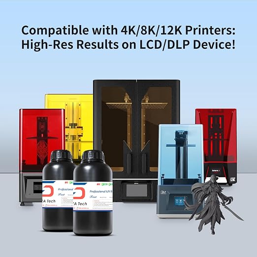 Siraya Tech Fast ABS-Like 3D Printer Resin 405nm UV-Curing 8K Resin Easy to Print Non-Brittle High Precision Standard Photopolymer Resin 3D Print Liquid for LCD DLP 3D Printing(Metal Grey, 1kg)