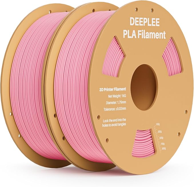 PLA 1.75mm 3D Printer Filament, Dimensional Accuracy +/- 0.02mm, Neatly Wound, No Clogging, Vacuum Package, Fits for Most FDM 3D Printers, 2 Pack 1kg Pink