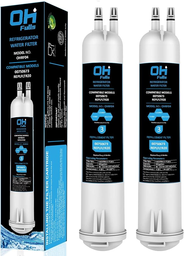 Water Filter Replacement Cartridge Compatible with Thermador REPLFLTR20 Bosch 00750673, 2-Pack
