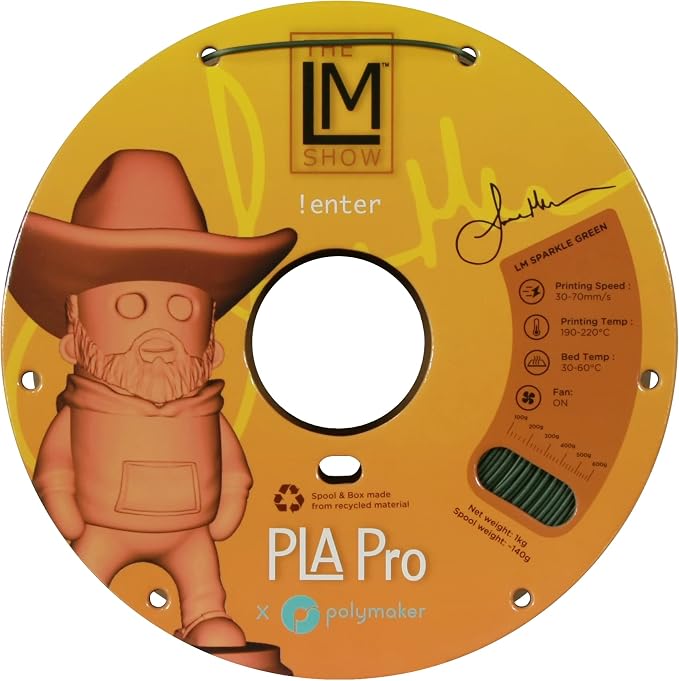Polymaker PLA PRO Filament 1.75mm 1kg, Tough & High Rigidity LM Sparkle Green 3D Printing Filament 1.75mm, PolyLite PLA PRO High Speed, Print with Most 3D Printers