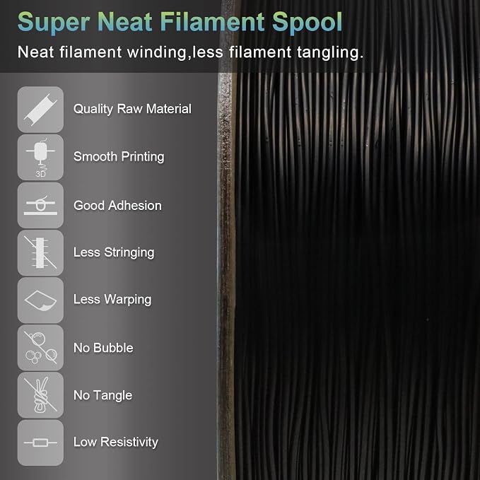 YOUSU 3D Printer Filament Conductive Filament 1.75 mm TPU for 3D Printer & 3D Pen 1 kg (2.2 lbs) Black 3D Printer Filament.