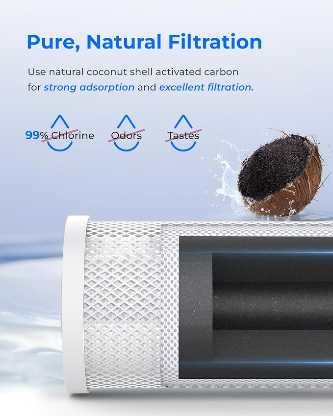 Waterdrop 20 x 4.5 Inch Whole House Water Filter Replacement Water Filter Sediment and Carbon Filter Cartridges, Pack of 4
