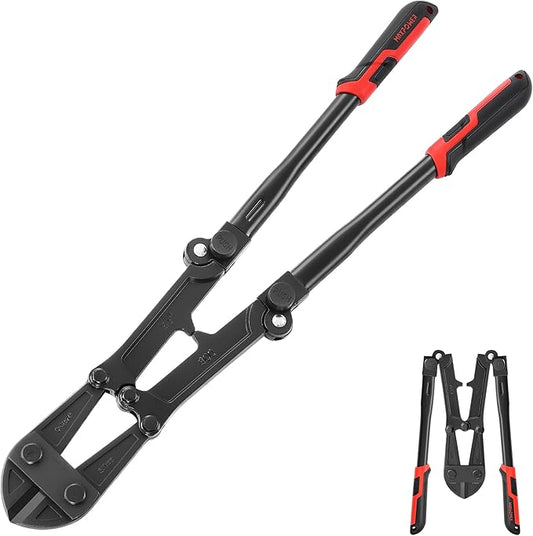 MAXPOWER 24-inch Bolt Cutter, Foldable Bolt Cutters with Soft Grip Ergonomic Non-Slip Handle, Heavy Duty Bolt Chain Padlock Wire Cutting Tool