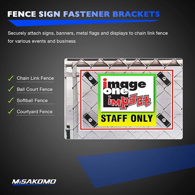 4pcs LinKlip Chainlink Fence Easy Sign Mount Fastener Bracket Clip with Stainless Steel Bolt, for Standard Chain Link Fence Sign Mounting Bracket Clamp, Metal Flag Banner Display Signs Installation