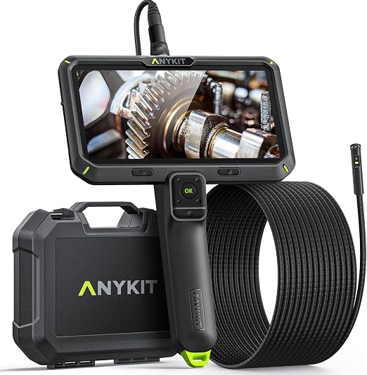 Anykit Endoscope Camera with Light, Dual Lens Endoscope 1080P | 6" IPS Screen Borescope, Inspection Camera with Split Screen, 32GB Card, Plumbing Snake Camera for Home (16.5FT)