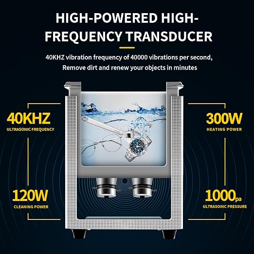 Ultrasonic Cleaner 3L Dual-Frequency Professional Digital Stainless Steel Cleaning Machine with Heater Timer for Denture, Coins, Small Metal Parts, Circuit Board, Lab Tools, etc