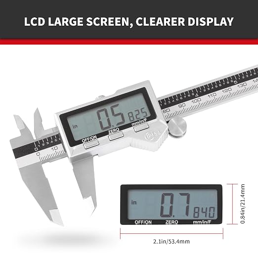 12 Inch Digital Caliper, 300mm Measuring Tool | Stainless Steel, IP54 Splash Proof Protection Design