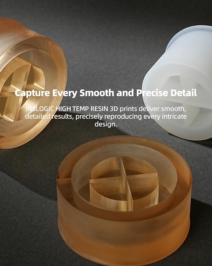 Inslogic High Temp 3D Printer Resin, Functional Resin 405nm DLP LCD UV-Curing Photopolymer Resin for Prototyping, Ducting, High Precision Printing,1KG Clear