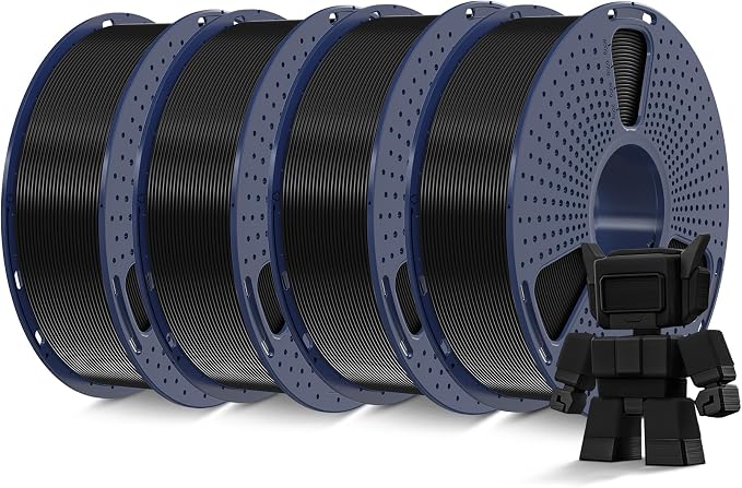 SUNLU High Speed PLA Filament 1.75mm, 4kg, Black*4 | 30mm/s - 600mm/s Print Range, 1kg per Spool, Pack of 4, High Flow Speedy 3D Printer PLA Filament, Fast Printing, Neatly Wound