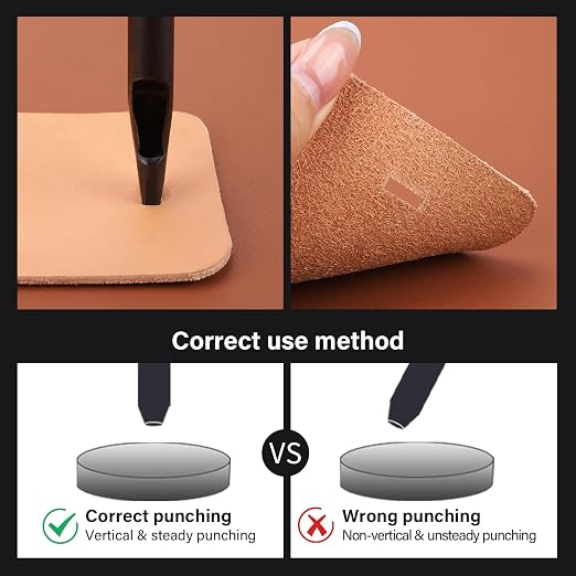 WUTA 3 Pcs Rectangle Leather Hole Punch Set, High Carbon Steel Punch Tool, Hollow Punch Cutter Kits for Belt & Leather Crafting（5 * 25mm + 6 * 20mm + 6 * 22mm）