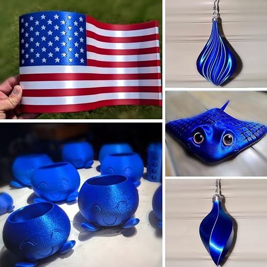 Geeetech Metal Shine Filament 1.75mm for 3D Printer, Silk PLA 1kg (2.2lbs) Spool, Metallic Royal Blue 3D Printing Filament, Dimensional Accuracy +/- 0.02 mm