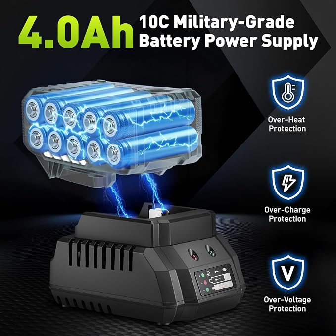 1/2 Brushless Cordless Impact Wrench Kit, Max 850Nm (630ft-Lbs) Lightweight Electric Impact Gun with Variable Speed, 1 Pack 20V 4Ah Battery, 4 Sockets for Home & DIY Project