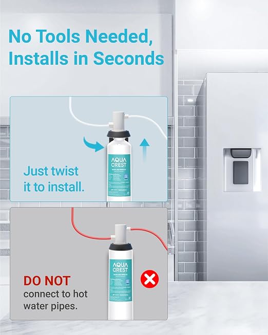 AQUA CREST F-2000 Water Filter, Replacement for InSinkErator® F-1000 Water Filter, F-2000, F-3000, AquaPure AP Easy C-Complete, Reduces Chlorine, Bad Taste & Odor, NSF/ANSI 42 Certified, 2 Pack