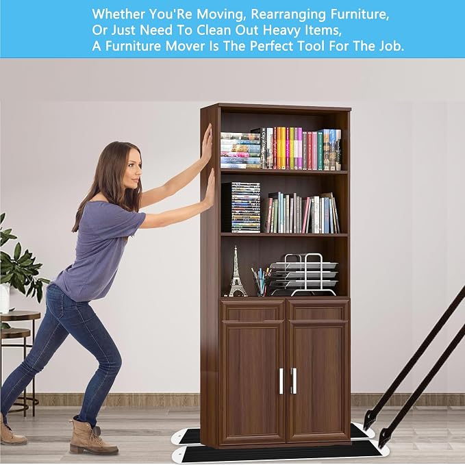 2 Pcs Large Appliance Slider with Pull Strap,Pull Furniture Slides,Moving Furniture Gliders Heavy Duty Sliding Sheet for Moving Heavy Furniture,Cabinets,Safes on Carpet and Hardwood Floor