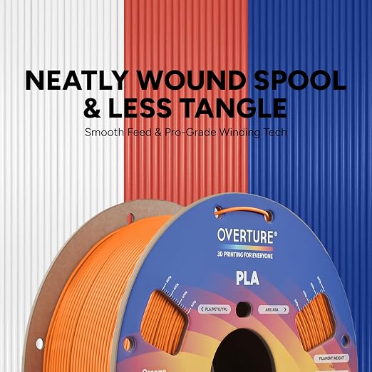OVERTURE High Speed PLA Filament 1.75mm, Neatly Wound 3D Printer Filament 1kg Spool (2.2lbs) Rapid PLA, Dimensional Accuracy +/- 0.02 mm, Fit Most FDM 3D Printers (Orange)