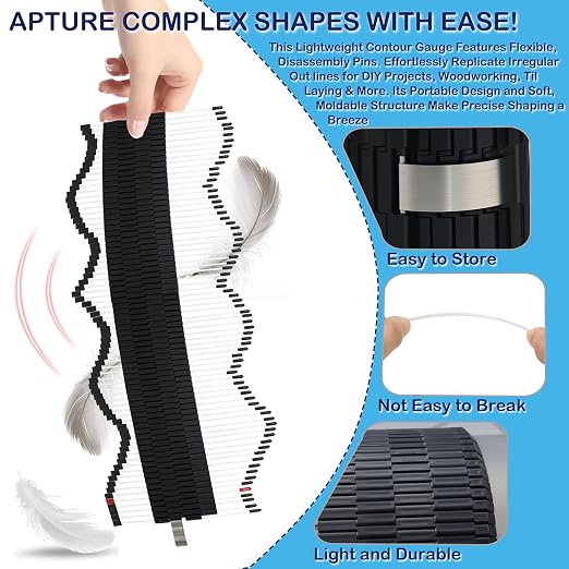 Multi Surface Pipe Profiling Tool, Pipe Cutting Template Multi Functional Shape Duplicator, Lightweight and Wear-Resistant Fiberglass Material for Tiles Floors DIY Pro Plumbing (0-6" Pipes)