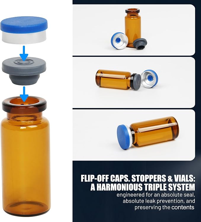 13mm Vial Crimper and 100 Pcs 3ml Amber Flip Top Glass Vials Set, Lab Bottle Sealing Tool, Vial Crimping Tool and 10ml Glass Vials