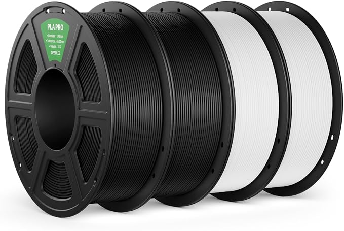 PLA PRO Filament 1.75mm, Stronger Toughness 3D Printer Filament 4KG, PLA Filament Dimensional Accuracy +/- 0.02 mm, Neatly Wound, Fits Most FDM 3D Printer, Black and White
