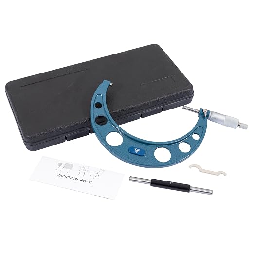 PEC Tools 5-6" Outside Micrometer | Industrial-Grade Precision Measuring Tool, Hardened Steel, High-Accuracy with Ratchet Stop, Carbide-Tipped Measuring Faces