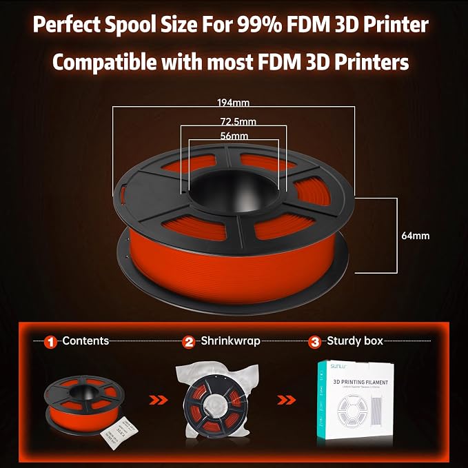 SUNLU Glow in The Dark PLA Filament, Neatly Wound Luminous PLA 3D Printer Filament 1.75mm Dimensional Accuracy +/- 0.02mm, Fit Most FDM 3D Printers, 1kg Spool (2.2lbs), (Red PLA, Glow Red)